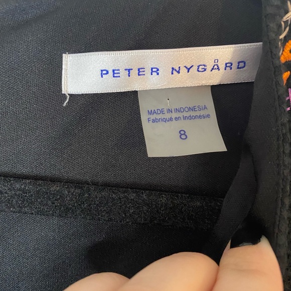 Peter Nygard Black Sleeveless Stretch Dress with Orange Purple Design NWT - Picture 3 of 11